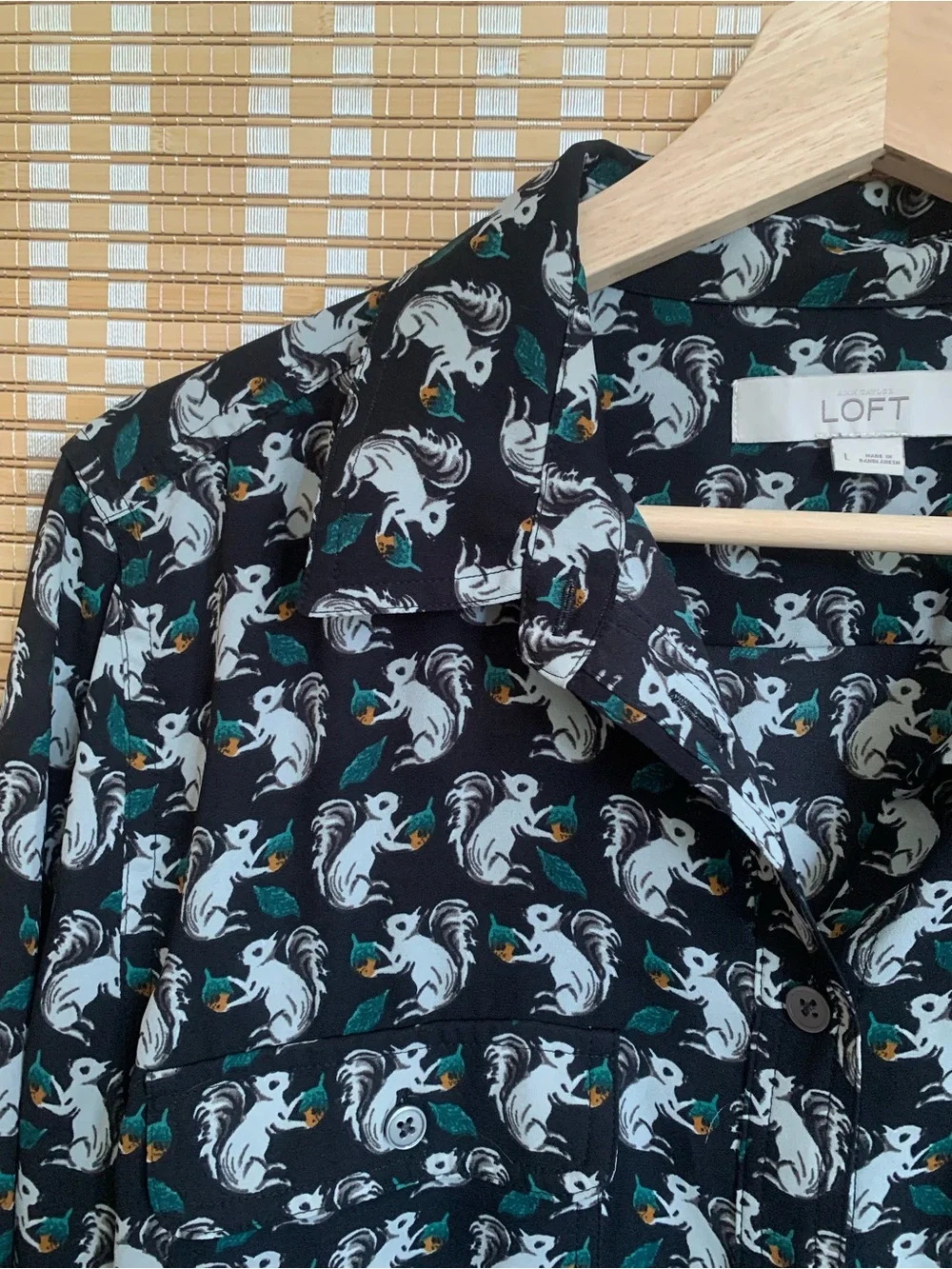 LOFT Navy Squirrel Button Down - Picture 3 of 7